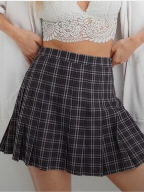 Aerie Pleated Plaid Mini Skirt